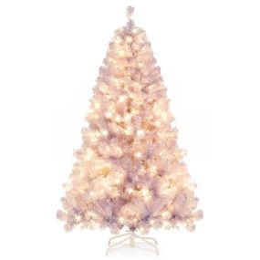 Árbol de Navidad artificial preiluminado 180 cm con 688 puntas y 250 luces LED blancas cálidas púrpura