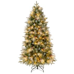 Árbol de Navidad artificial preiluminado 180 cm verde con 806 puntas y 270 luces LED
