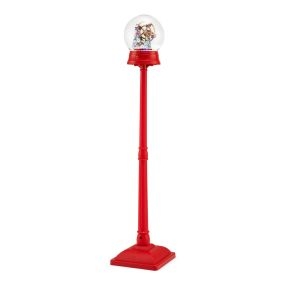 Farola navideña musical 150 cm lámpara globo de nieve con soporte 8 tonos LED roja