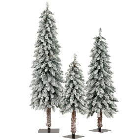 Juego de 3 árboles de Navidad artificiales iluminados nevados verdes 90 120 y 150 cm
