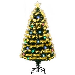 Árbol de Navidad de fibra óptica 120 cm preiluminado 8 modos 130 puntas verde