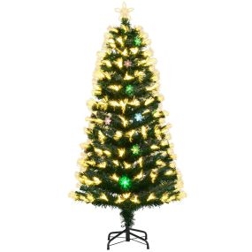 Árbol de Navidad de fibra óptica 150 cm artificial preiluminado 8 modos 170 puntas verde
