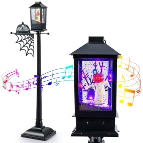 Lámpara de Halloween por sonido 155 cm negra con 6 luces LED música y efectos de nieve a pilas