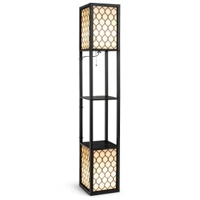 Lámpara de pie moderna con 2 repisas, interruptor de pedal y cadena, 26 x 26 x 156 cm