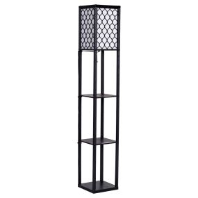 Lámpara con estante de madera de 3 niveles para salón y dormitorio negro 160 x 26 x 26 cm