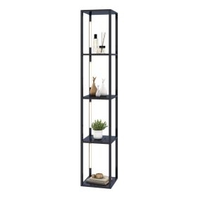 Lámpara de pie moderna con estantes y LED regulable 3 niveles 29 x 29 x 163 cm negro
