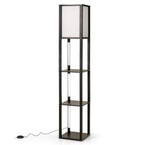 Lámpara de pie LED de 3 niveles con brillo ajustable e interruptor de pie negro 29 x 29 x 163 cm