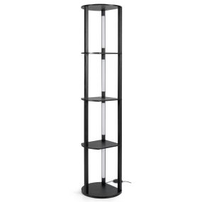 Lámpara de pie con estantes de 4 niveles y tiras LED orientables 3 temperaturas de color negro 35 x 30 x 163 cm