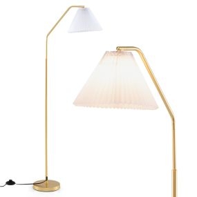 Lámpara de pie en arco de 168 cm moderna con cabezal ajustable y pantalla plisada para dormitorio y salón