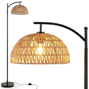Lámpara de pie de metal con interruptor de pie 160 x 25 cm negro y marrón