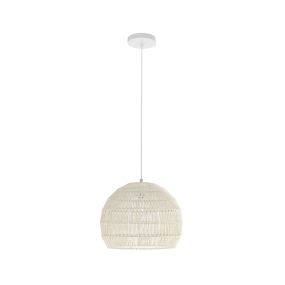 Lámpara colgante esférica de ratán beige 43 x 34 cm con bombilla incluida