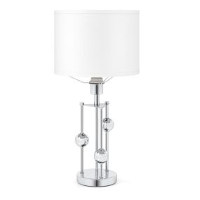 Lámpara de mesa moderna con base E27 y pantalla de lino para dormitorio, sala y estudio