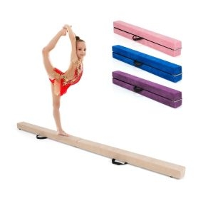 Barra de equilibrio portátil plegable para gimnasia 210 x 10 x 6,5 cm café