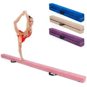 Barra de equilibrio portátil plegable para gimnasia 210 x 10 x 6,5 cm rosa