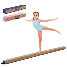 Viga de equilibrio plegable de 240 cm portátil con cubierta de gamuza y espuma azul para niños
