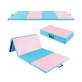 Colchoneta de gimnasia antideslizante plegable 240 x 116 x 5 cm azul