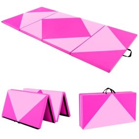 Colchoneta de gimnasia plegable 240 x 117 x 5 cm de piel PU púrpura y rosa