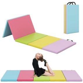 Estera de gimnasia plegable de 5 paneles para niños con asas 201 x 75 x 3 cm multicolor