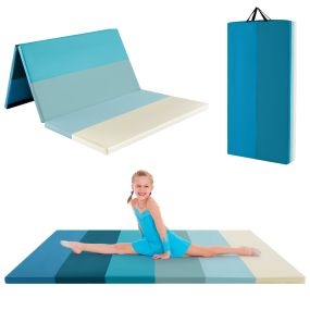Esterilla plegable de gimnasia portátil 183 cm triple pliegue con cubierta de piel sintética y asa