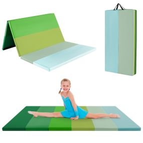 Esterilla plegable para gimnasia portátil 183 cm triple pliegue con cubierta de piel sintética y asa