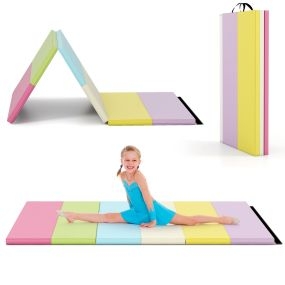 Esterilla plegable de gimnasia portátil 183 cm triple pliegue con asa multicolor