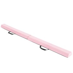 Viga de equilibrio plegable de 210 cm de espuma con funda de suede removible y fondo antideslizante rosa