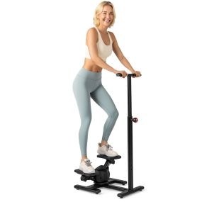 Stepper de ejercicios con manillar ajustable, pantalla LCD y pedales antideslizantes negro