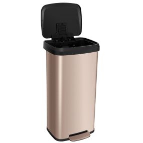 Cubo de Basura Cocina con Tapa de Metal Basurero a Prueba de Huellas Dactilares Cubo de Reciclaje con Pedal para Hogar Oficina Oro Rosa