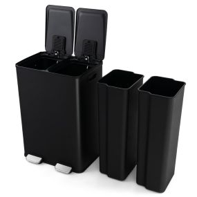 Contenedor de basura negro con 2 compartimentos de 30 L y tapas de cierre suave
