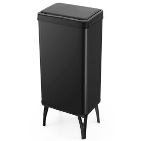 Bote de basura de acero inoxidable 50 L con sensor automático cierre suave patas desmontables negro