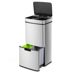 Papelera de acero inoxidable 72 L con sensor de movimiento y cierre suave para cocina plata