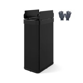 Cubo de basura 60 L con tapas abatibles y sensor infrarrojos negro