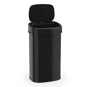 Cubo de basura 58 L con sensor infrarrojo, doble zona y tapa negra de apertura permanente y cierre