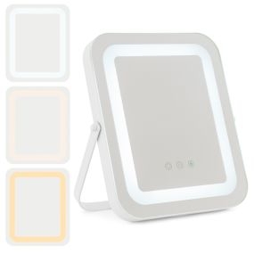 Espejo LED de tocador rectangular 25 x 30 cm blanco con 3 colores regulables y memoria