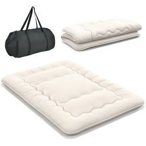 Colchón enrollable tatami con funda lavable y bolsa de transporte beige 200 x 140 x 10 cm