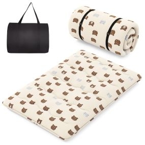 Colchón enrollable tatami con funda lavable y bolsa de transporte marrón 200 x 140 x 10 cm