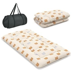 Colchón enrollable tipo tatami marrón 200 x 90 x 10 cm con funda lavable y bolsa de transporte