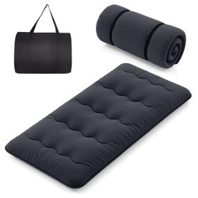 Colchón enrollable tipo tatami negro 200 x 90 x 10 cm con funda lavable y bolsa de transporte