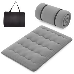 Colchón enrollable tipo tatami gris 200 x 140 x 10 cm con funda lavable y bolsa de transporte