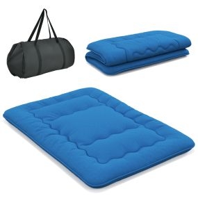 Colchón enrollable tatami azul 200 x 140 x 10 cm con funda lavable y bolsa de transporte