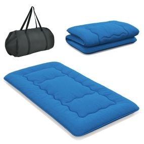 Colchón enrollable tatami con funda lavable y bolsa de transporte azul 200 x 90 x 10 cm