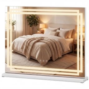 Espejo de tocador con luz 58 x 46 cm con 3 modos de iluminación regulable y control táctil inteligente