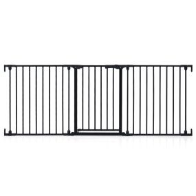 Barrera de seguridad para niños de 3 paneles de metal con doble bloqueo y apertura bidireccional 74,5-198x74,5 cm negro