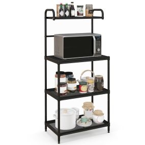 Estante de cocina de 4 niveles para microondas con marco de metal 60 x 34 x 136 cm negro