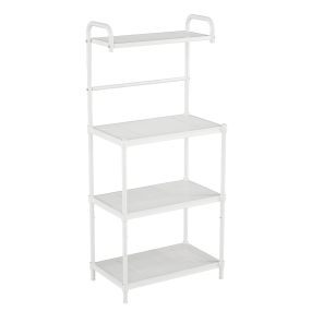 Estante de cocina de 4 niveles para microondas, metal, blanco, 60 x 34 x 136 cm