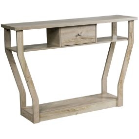 Mesa auxiliar moderna con cajón y 3 repisas natural 120 x 30 x 81 cm