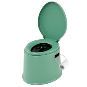 Inodoro Portátil para Camping con Tapa y Soporte para Papel Higiénico Inodoro Móvil para Viaje Acampar Senderismo Verde