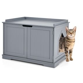 Casita arenero para gatos de madera gris 75 x 53 x 52 cm