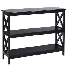 Consola industrial de 3 niveles negra 100 x 30 x 80 cm para entrada, pasillo y salón