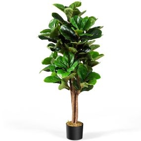 Árbol Ficus Lyrata artificial de 1,2 m con macetero de flores PP suave verde para decoración